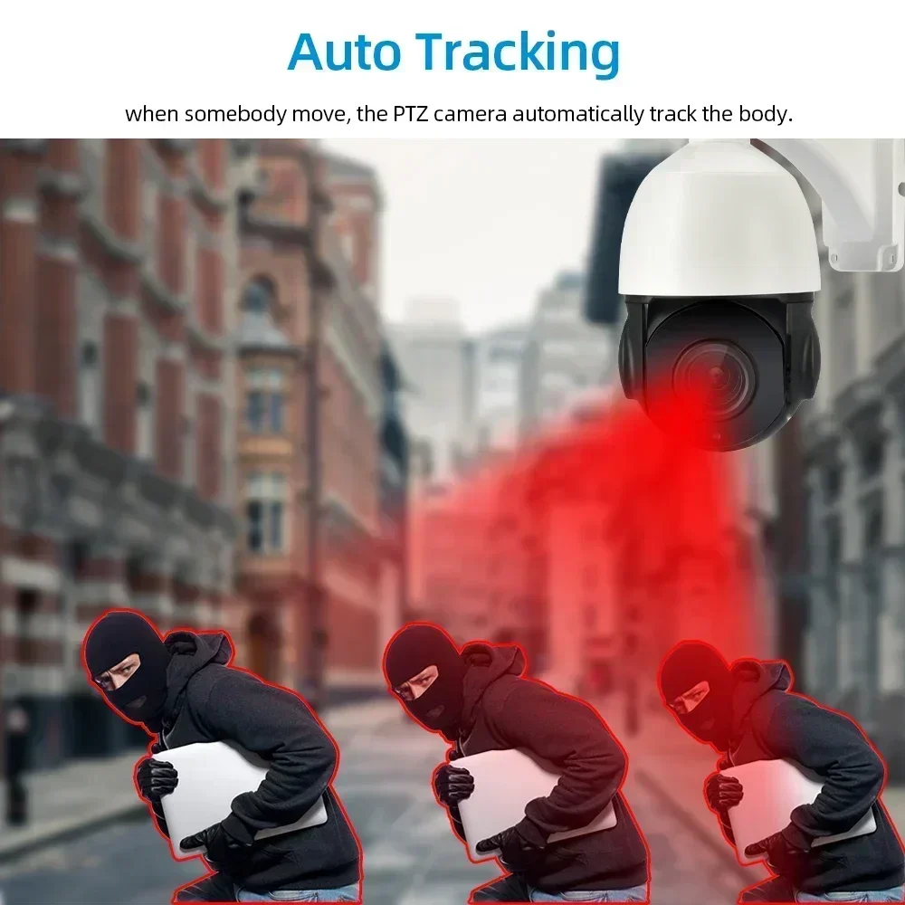 8CH 4K 8MP POE NVR Security System 38X Zoom Camera Kit 8MP AI Smart Auto Tracking PTZ CCTV IP Camera Video Surveillance Set 4CH