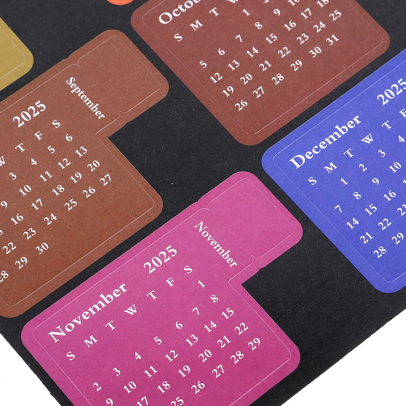 

12 Sheets Self-Adhesive Monthly Calendar Index Stickers Bright Color Coding for Notebook Planner Office School Book Markers 2025