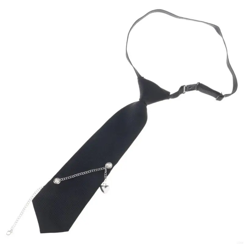 

Stylish Unisex Kids Heart Tie Necklace Features Round Metal Chain Charm Perfect For Daily Outfits Y166