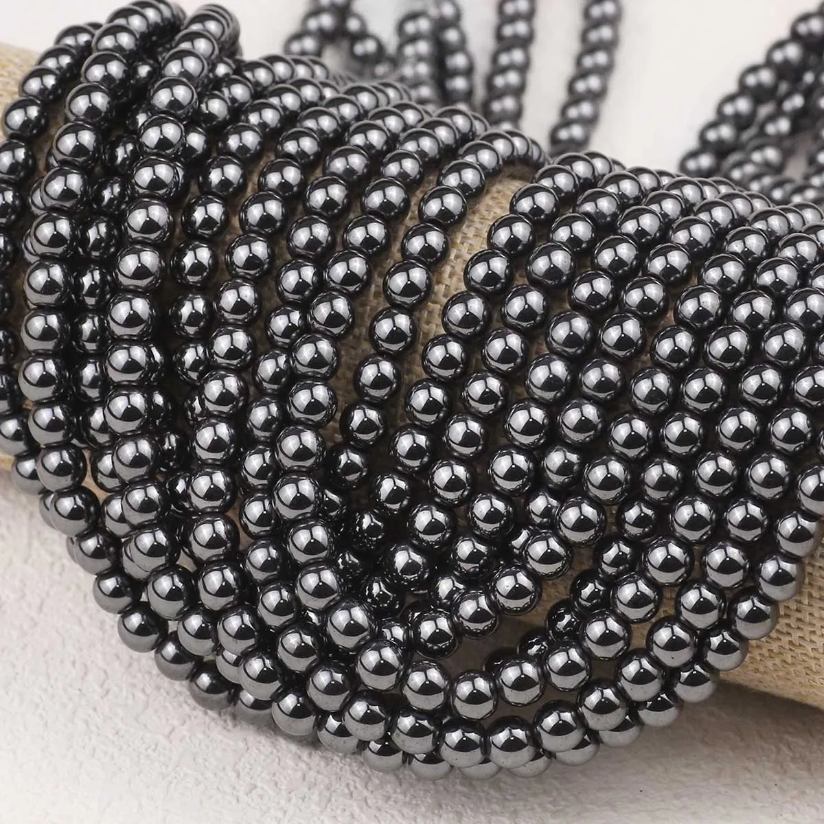 Round Black Hematite Natural Stone Spacers Loose Beads for Jewelry Making DIY Bracelet Necklace Accessories 2/3/4/6/8/10MM