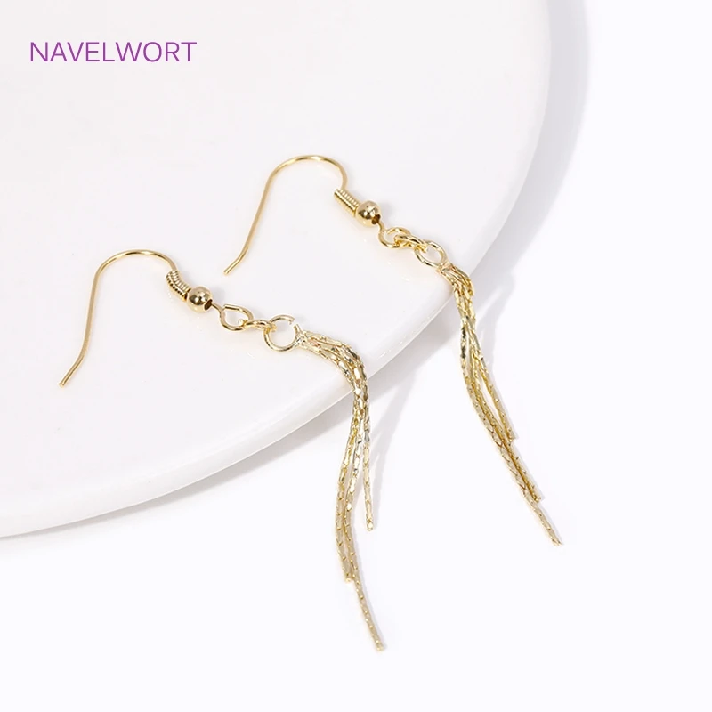 Trendy 18K Gold Plated Long Tassel Charms For Earring Making Supplies Brass Metal Thin Tassel DIY Women Drop Earrings Findings
