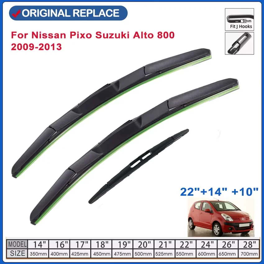 Car Wiper Blades For Nissan Pixo Suzuki Alto 800 2009 2010 2013 Windscreen Front Window Blades 22