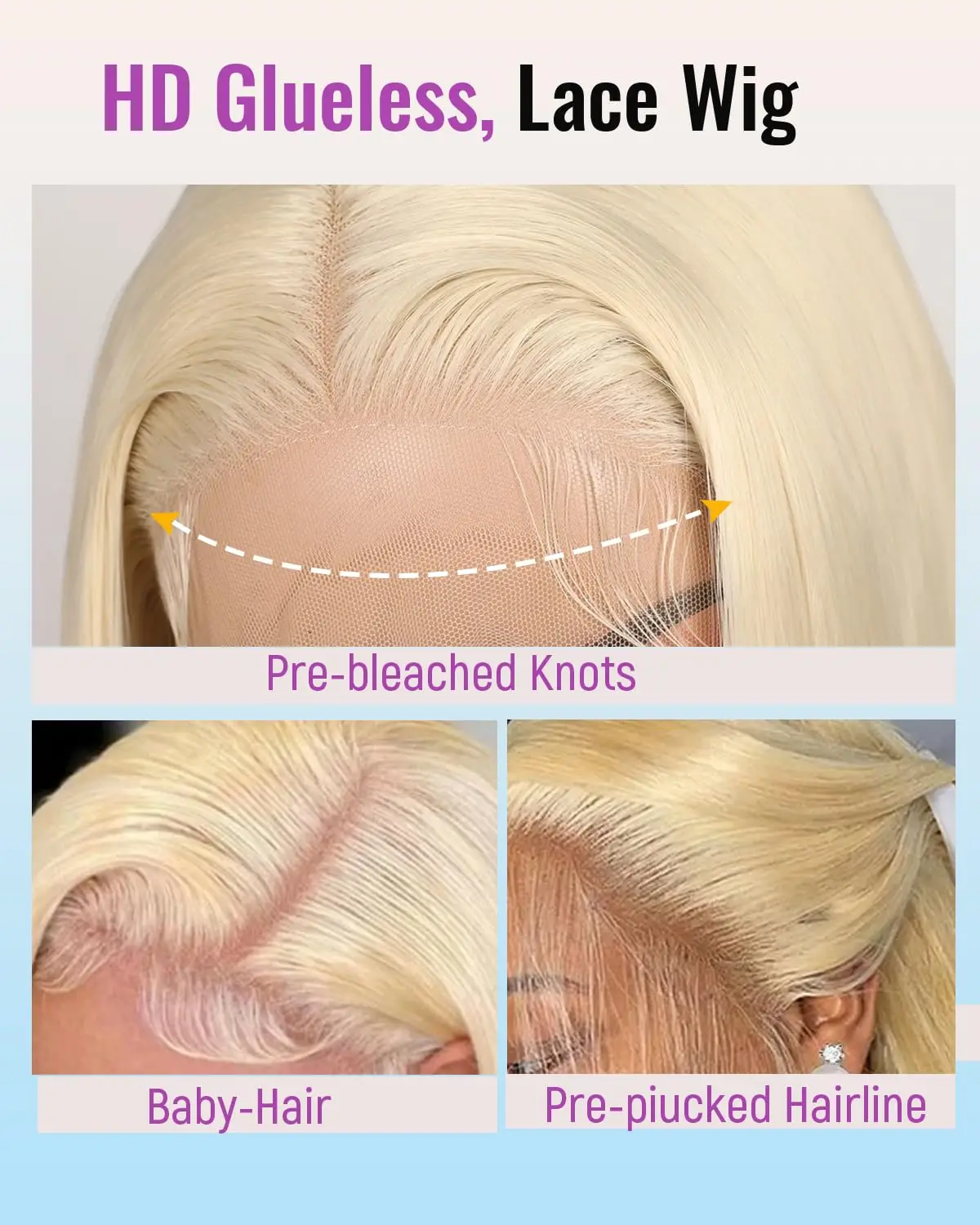 613 Блондинка Боб Парик Человеческие Волосы 13x4 13x6 Парики Фронта Шнурка Человеческих Волос Предварительно Сорванные Прозрачные Кружева 250% Плотность Парик Фронта Шнурка