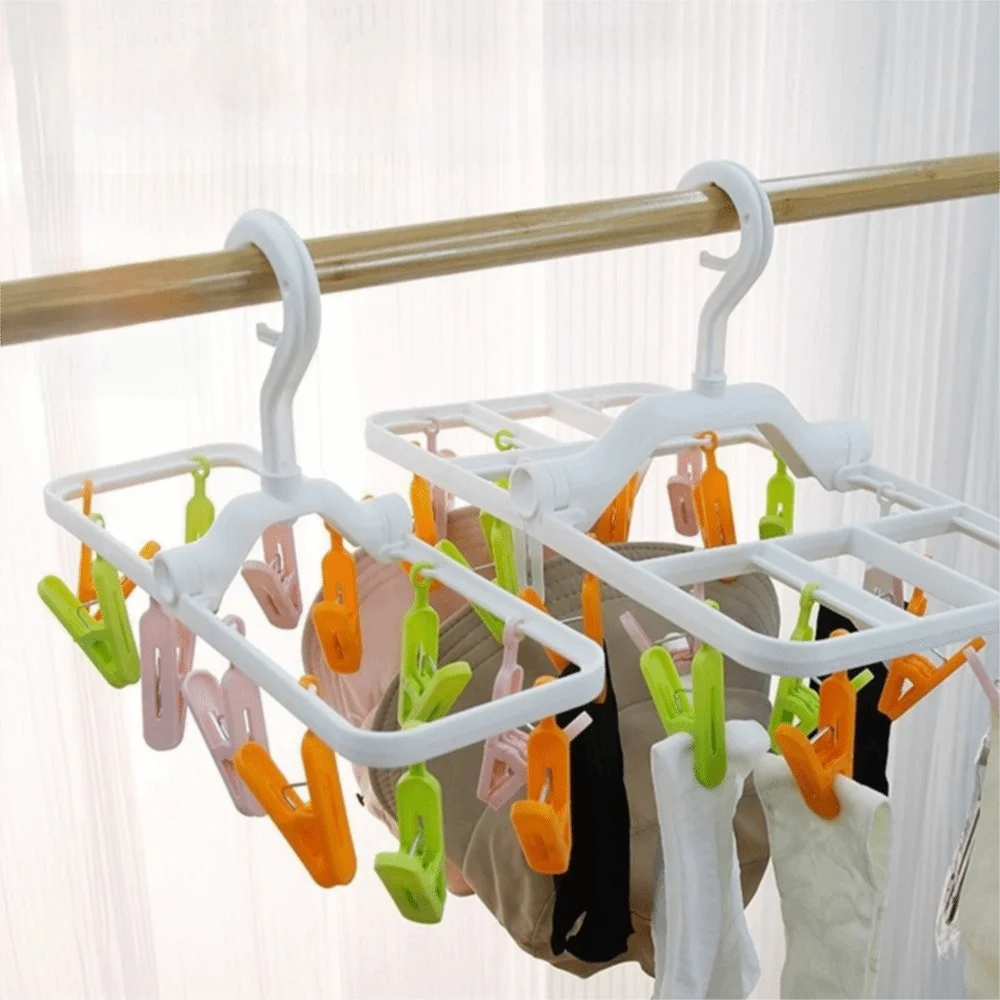 

Practical Plastic Socks Clip 20 Clips/32 Clips Windproof Underwear Socks Holder Space Saving Foldable Clothes Hanger Bathroom