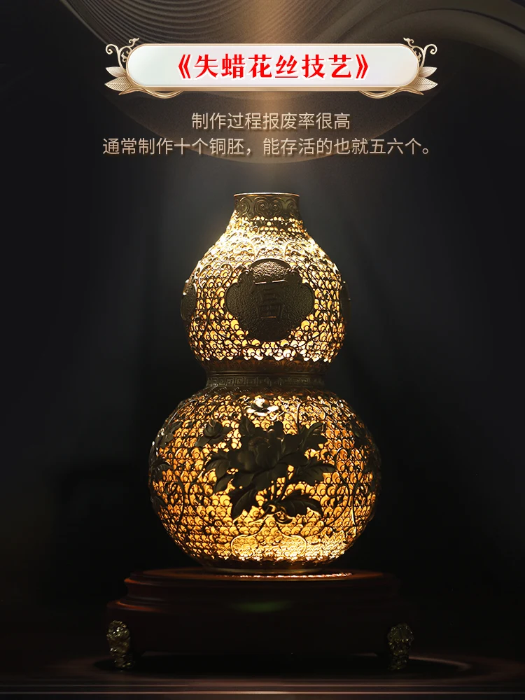 Ornamen labu kuningan sutra rumah kerajinan Cina desktop ruang tamu