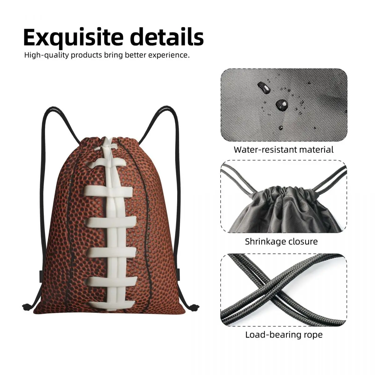 Rugby Stitching Football Drawstring Backpack Women Men Sport Gym Sackpack Portable Shopping Bag Sack