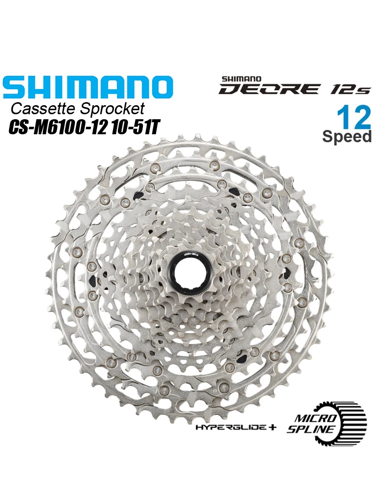 AliExpress Shimano SHIMANO Deore M6100 12 Speed Cassette Sprocket 12V 12Speed Flywhee 12S 10-51T Micro Spline Cassette Mountain Bike Original Parts