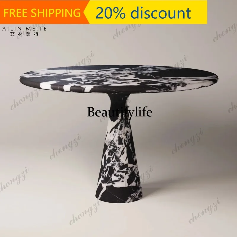 Y132 Italian light luxury natural marble dining table round table Nordic high-end dining table