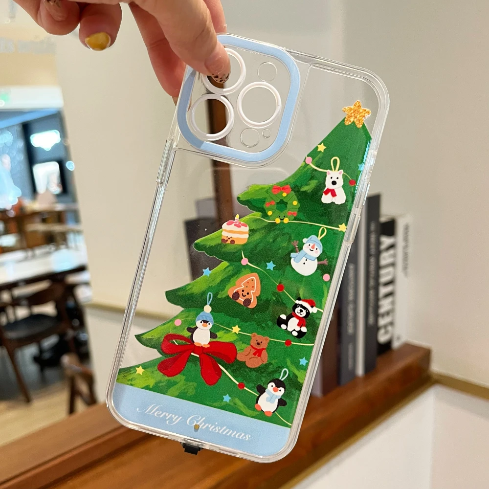 2025 جديد مضيئة دعوة تضيء فلاش شجرة عيد الميلاد سانتا جراب هاتف آيفون 17 16 15 13 12 11 14 ProMax زائد غطاء نمو الهواء