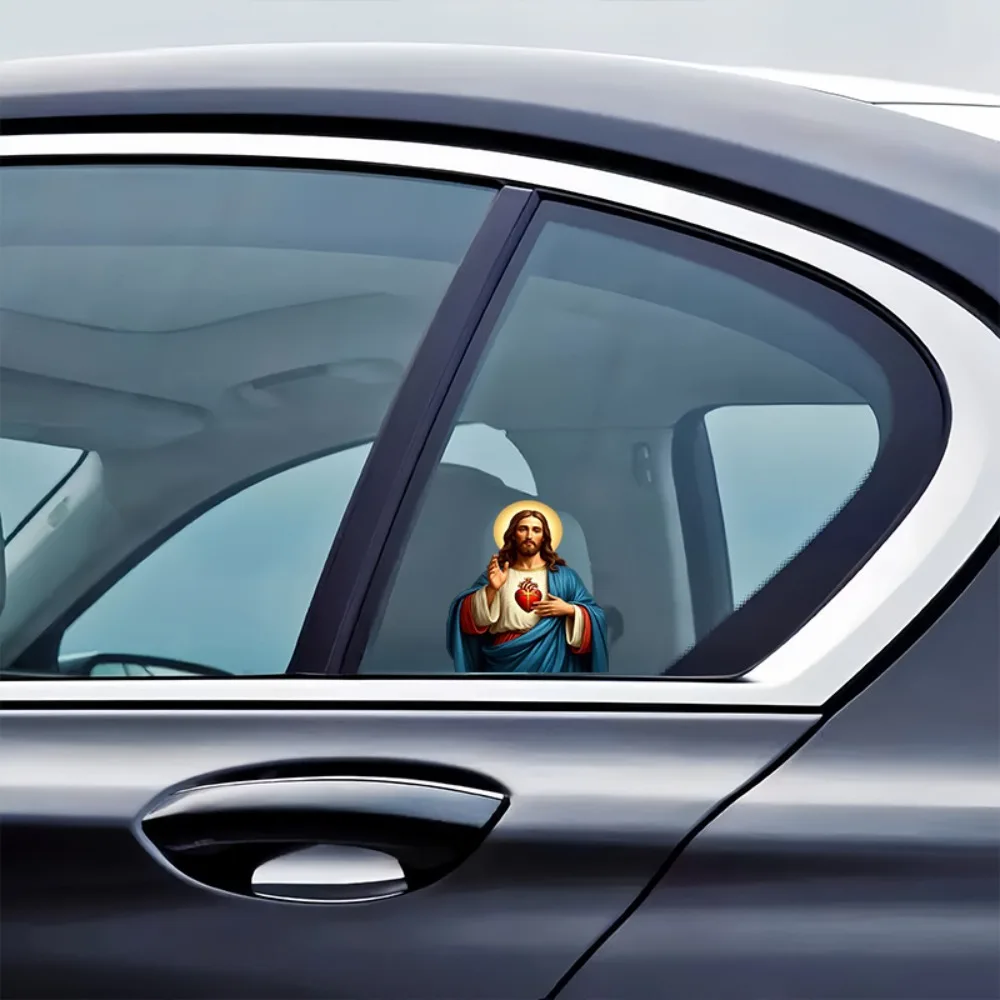 Divine Heart and Halo Religious Car Stickers Christ Decoration with Sacred for Cars Laptops Water Bottles Notebooks