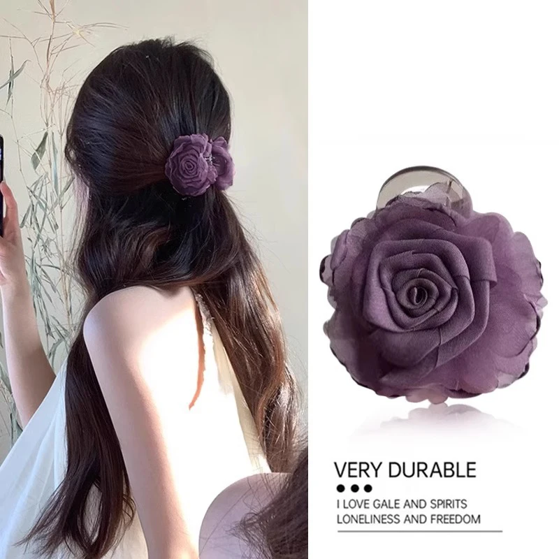 Elegante Haarklammer mit Rosenblüten für Frauen und Mädchen, süßer Haarschmuck, Haarspange mit Blumenmuster für den Hinterkopf, modische Haaraccessoires