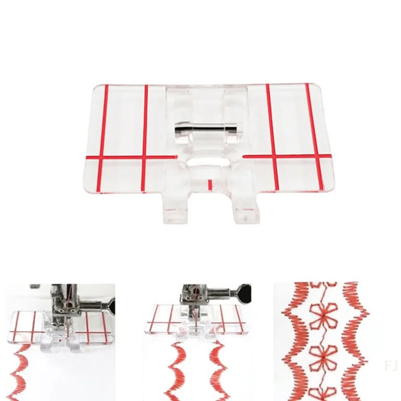 

[YU] Plastic Clear Parallel Stitch Tool Foot Presser Border Guide Foot Domestic Sewing Machine Accessories