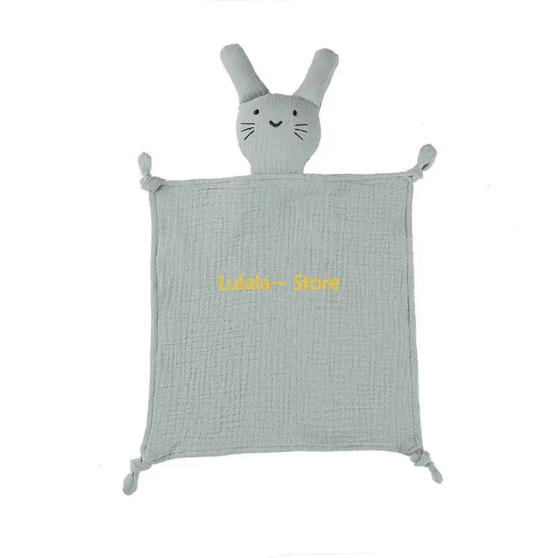 

Y4QA Baby Security Blanket Soothe Appease Towel Soft Cotton Gauze Animal for Cat for Doll Teething Bib Infants Comfort Cuddli