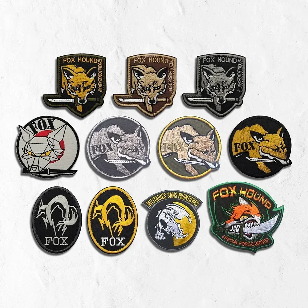 FOX Hound Embroidery Patch Hook and Loop Applique for Clothes Tactical Morale Armband Jacket Jean Badges Backpack Hat Decoration