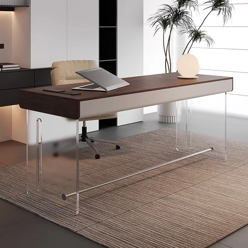 Solid wood desk study home light luxury modern simplicity high sense acrylic suspended desk