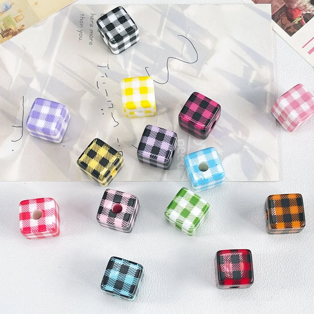 

Cordial Design 16*16MM 100Pcs DIY Beads/Print Effect/Hand Made/Jewelry Findings & Components/Cube Shape/Acrylic Bead #18813