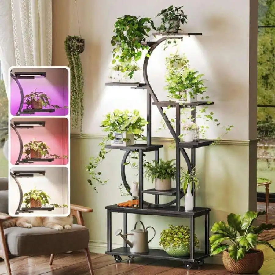 Heavy Duty Metal Plant Stand, 5 Tiers Multifunctional Plant Stand For Indoor Outdoor, For Tall Large Rack For Living Room