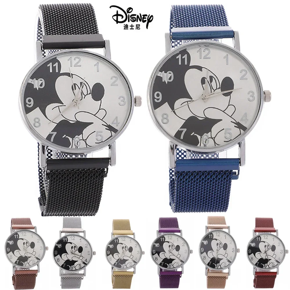 Disney-Montre habillée en acier inoxydable pour hommes et femmes, montre à quartz décontractée, cadeau de fête d'anniversaire, haute qualité, mode