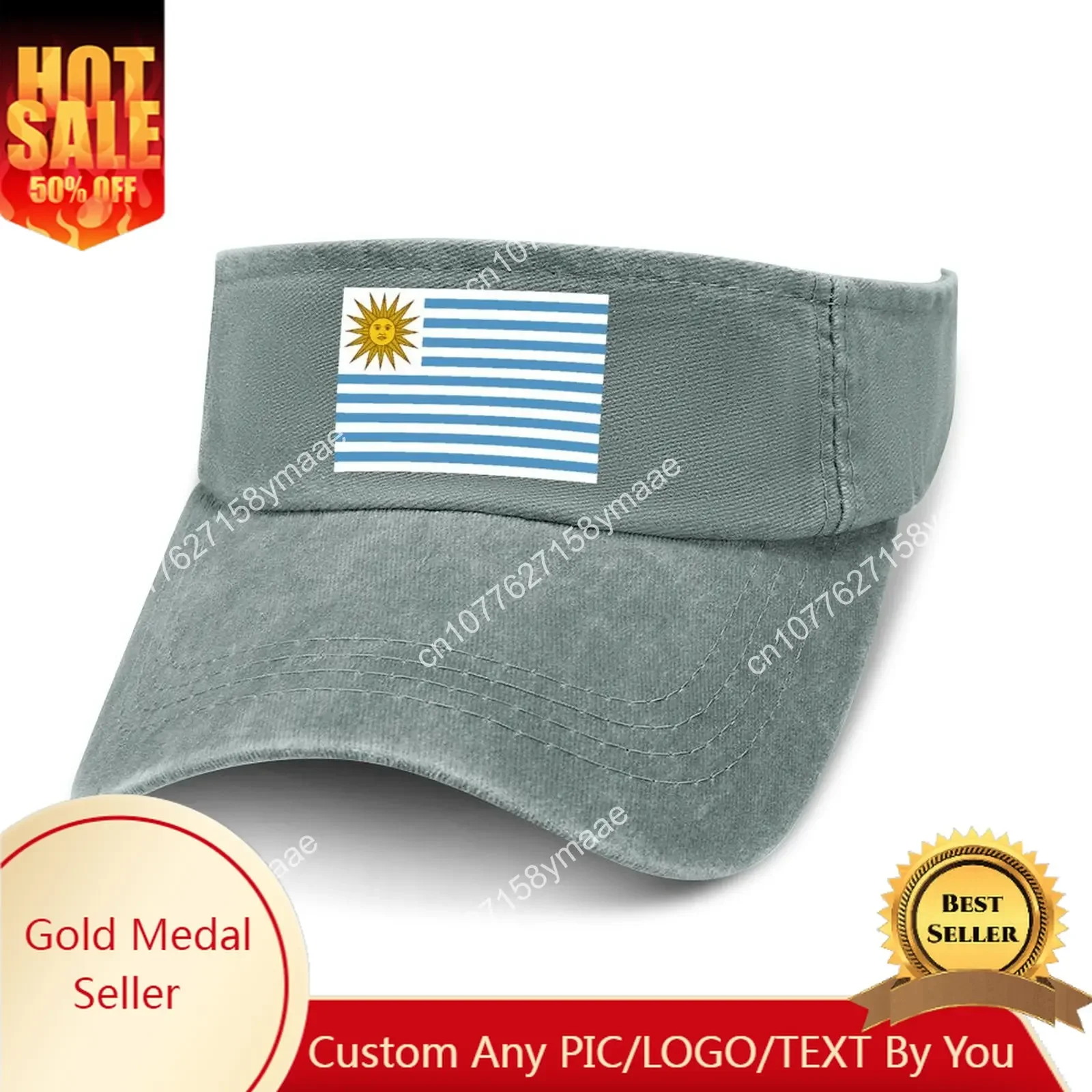 

Uruguay Flag Sun Visor Leaky Top Cowboy Hats Mens Womens Customize DIY Cap Sports Baseball Tennis Golf Caps Empty Open Top Hat