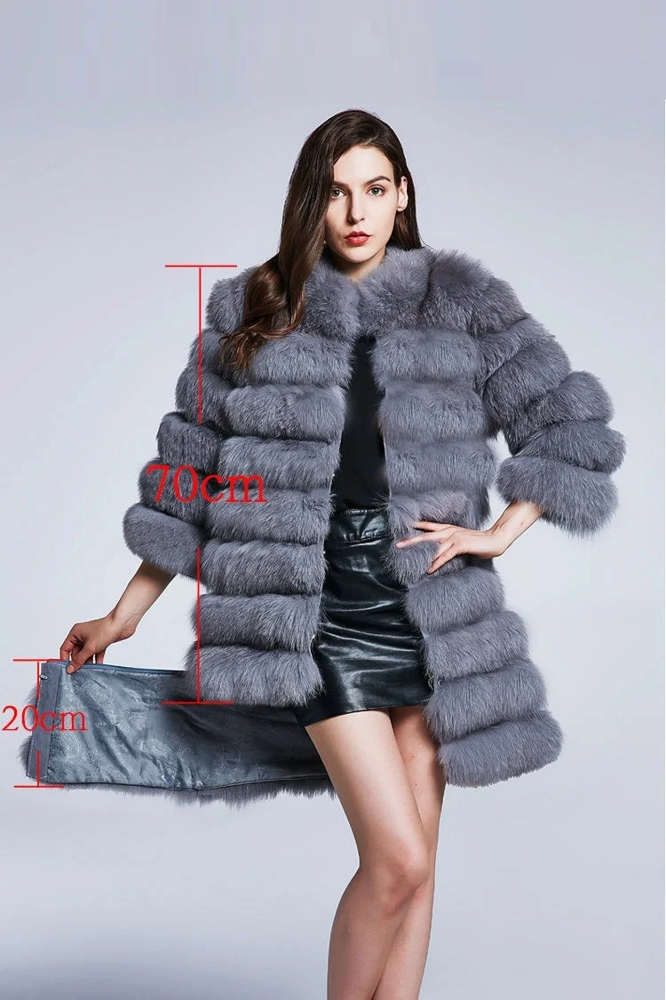 NEW 4in1 Real Fox Fur Long Coat Winter Coat for Women Jackets Vest Winter Outerwear Women Fox Fur Coat High Quality Fur Clothes
