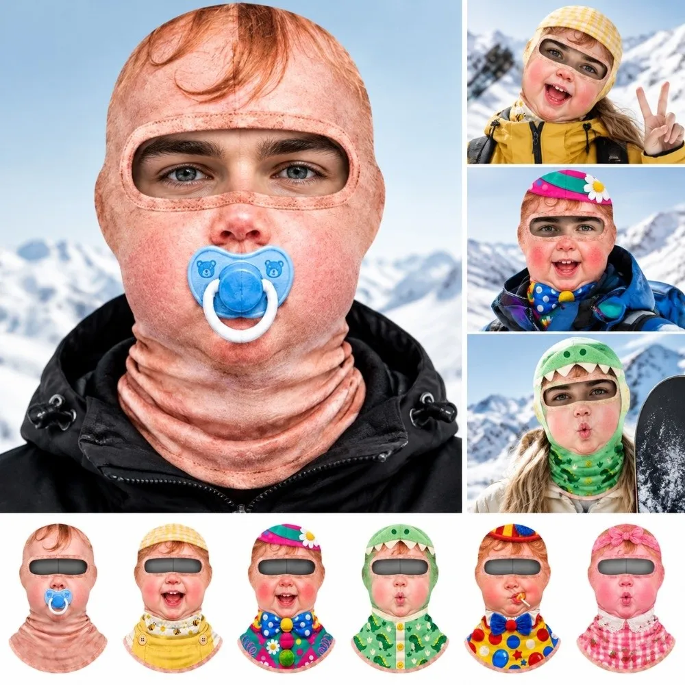 3D Face Printed Old Man Balaclava Face Mask Full Coverage Breathable Eye Hole Funny Ski Mask Stretch Elastic Winter Mask Cover