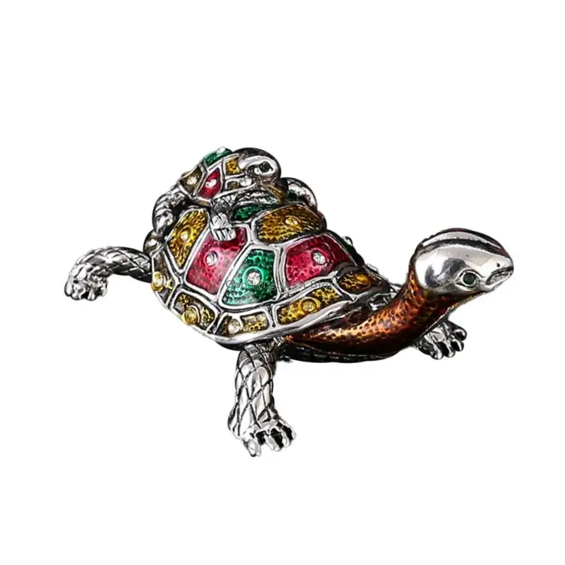  Miniature Turtles Themed Jewelry Case Metal Construction For Small Accessories