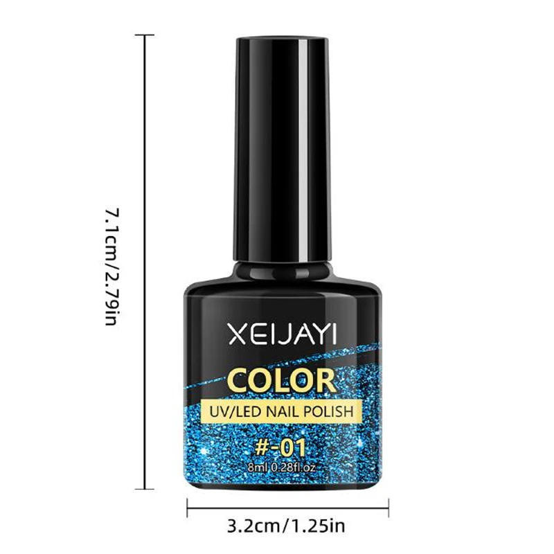 8ml Glitter Ice Blue Cat Eye Magnetic Gel Colorful Nail Polish Rainbow Shiny Gel Varnish Reflective Glitter UV Gel For Nail Art