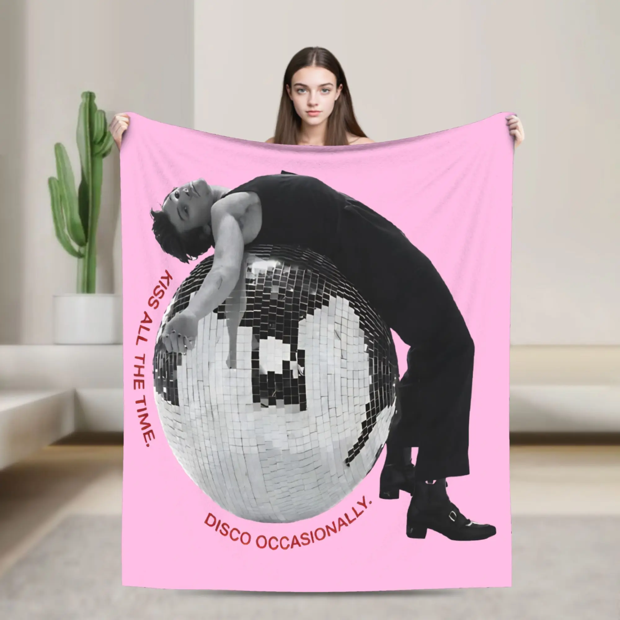 Kiss All The Time Disco Occasionally Plush Blanket Harrys Styles Funny Throw Blanket for  Sofa Bedding Lounge 150*125cm Quilt