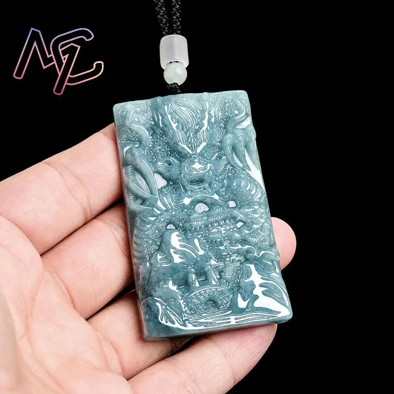 Myanmar Jadeite Dragon Pendant Necklace Gifts for Women Talismans Designer Vintage Burmese Jade Stone Real Jewelry Charm - Image 2