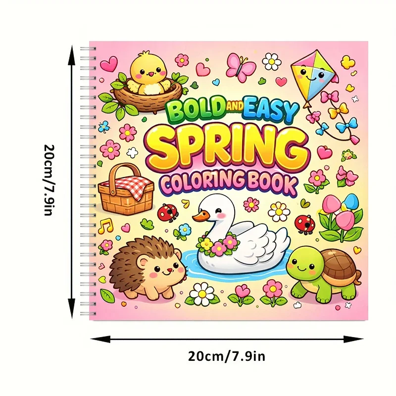 Coloring Book Easy Spring for Adults, Relaxing Colouring Book, Stress Relief, Birthday Gift & Back to School Art Supplies
