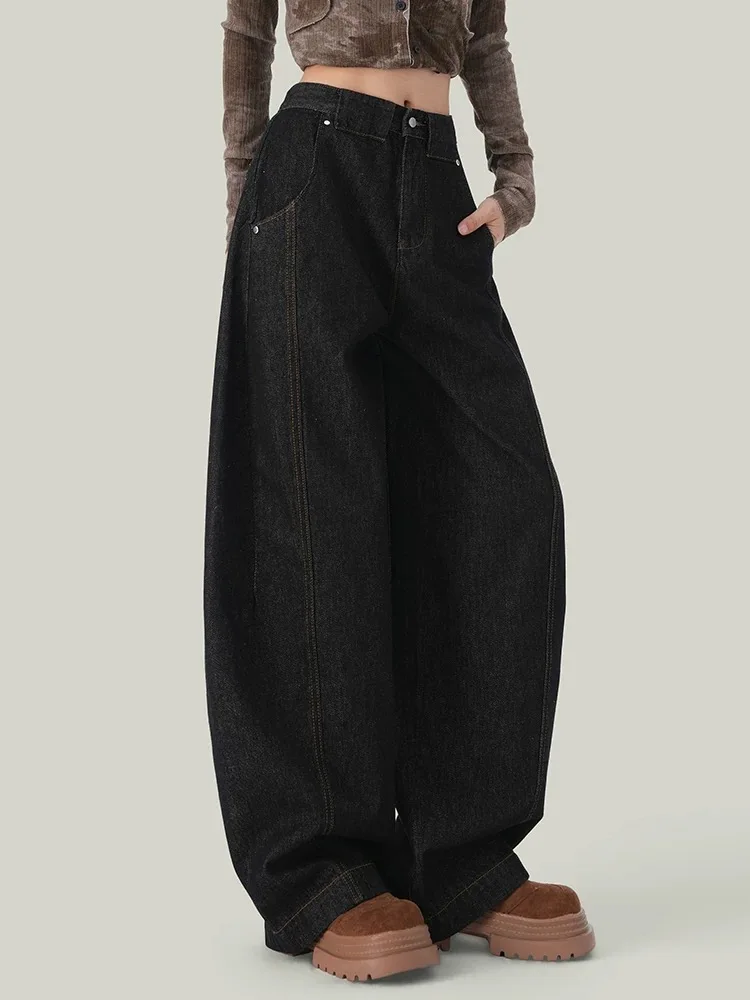 Jean à couteau incurvé Y2K pour femmes, pantalon rétro américain à jambes larges, ample, haut de gamme, tendance