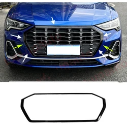 FIT FOR Audi Q3 2019 2020 2021 2022 2023 Glossy Black ABS front bumper grill forming strip cover trim