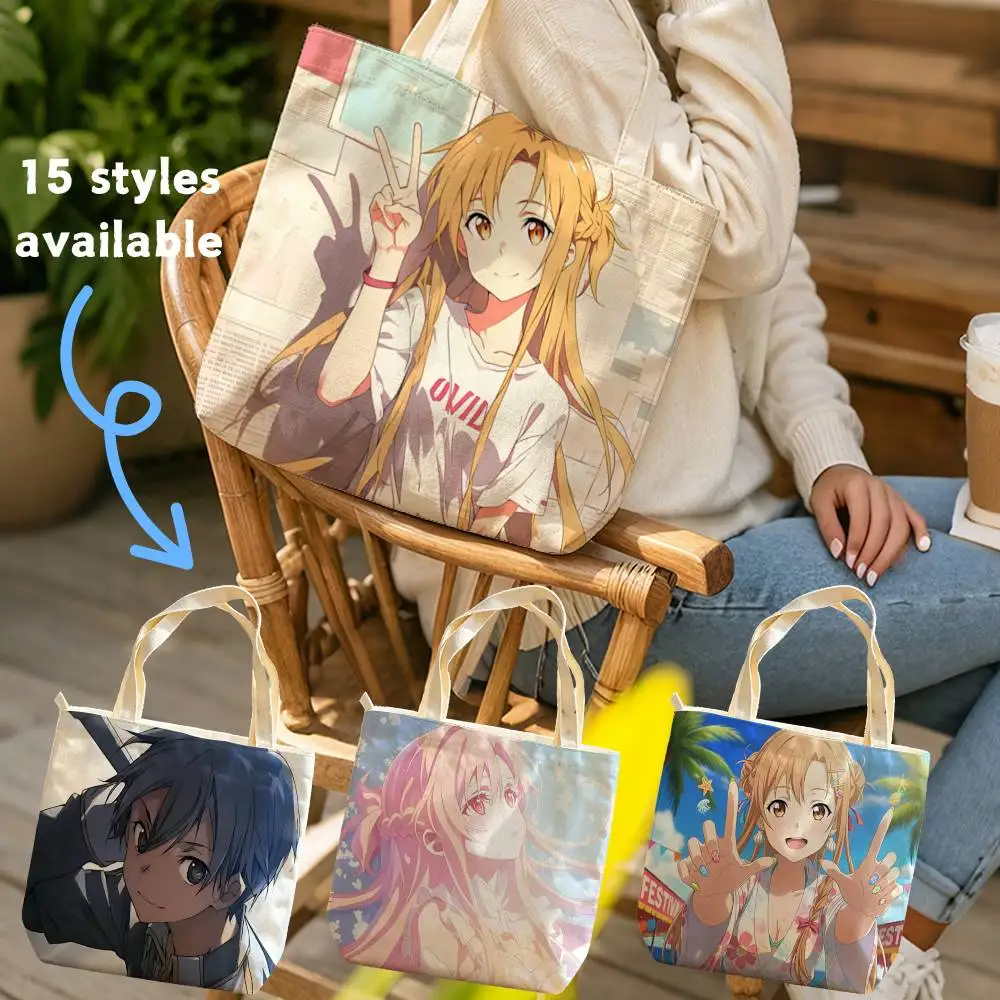 SAO-Anime S-Sword Art Online Waterproof Lined Canvas bags suitable for going to class, shopping, gifts, and commuting