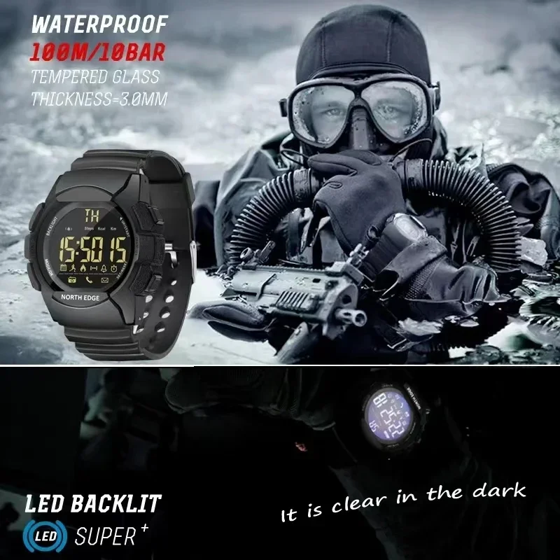 

Часы NORTH EDGE AK для мужчин, модные спортивные цифровые водонепроницаемые часы, многофункциональные умные часы Relogios Masculinos reloj hombre