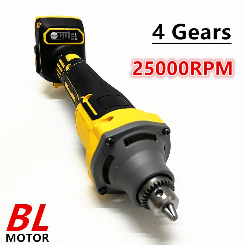 Brushless Electric Die Grinder 4 Gears 6mm Chuck Straight Grinders Metal Wood Grinding Engraving Tool For DeWALT 18V 20V Battery