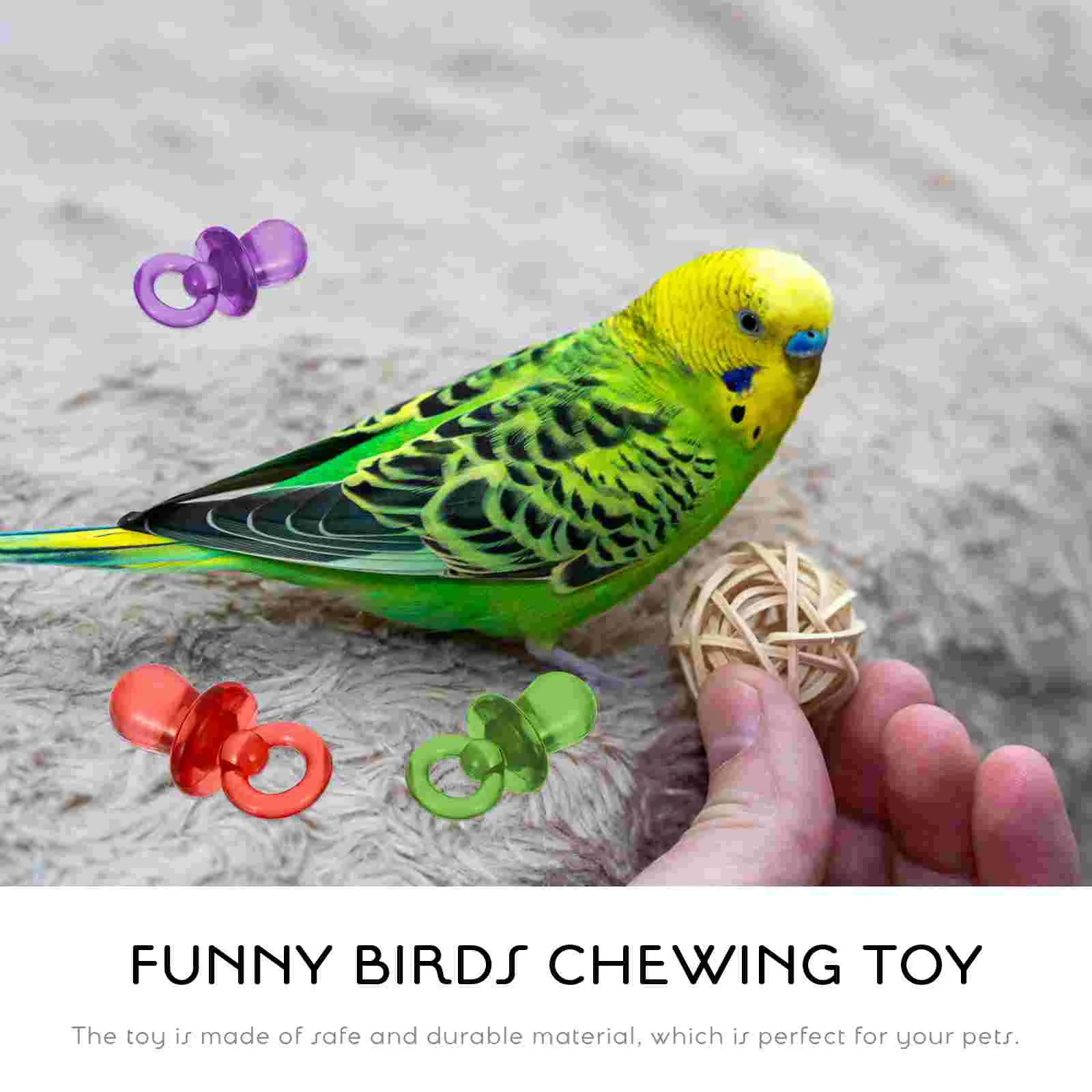 50 PCS Cockatiel Parrot Pacifier Bird Toys Plaything Cage Feeder Colorful Plastic