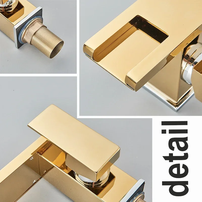 LED بالوعة الحمام صنبور النحاس شلال صنبور الحمام الأسود الساخن/البارد خلاط رافعة سطح الخيالة غسل بالوعة الصنابير مقبض واحد الحنفية #6