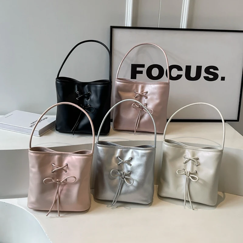 Richme Fashion Women Handbags 2024 New Sweet Girls Bucket Shoulder Bags Elegant Daily Luxury Designer Drawstring Bolso Mujer