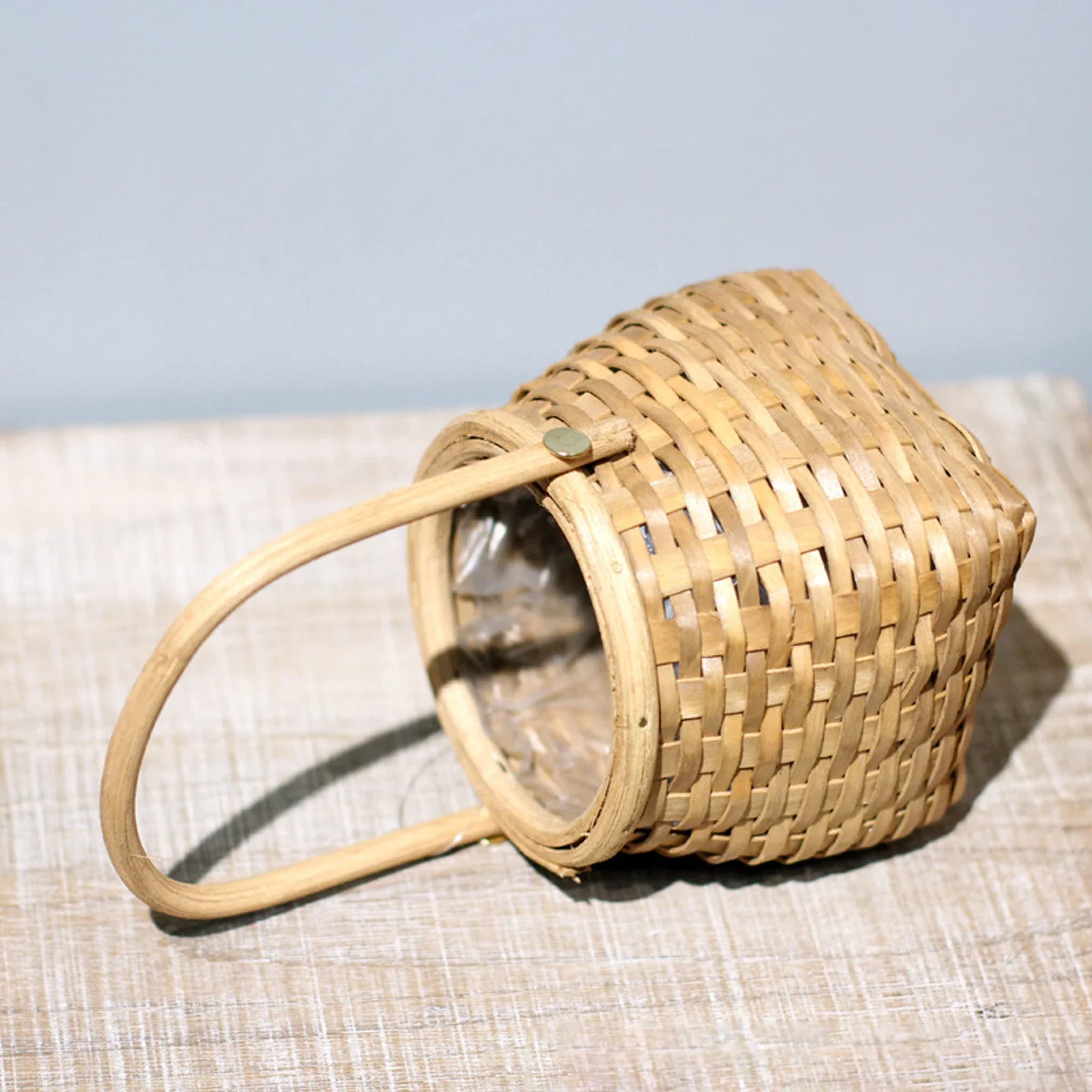 Flower Basket Wood Chip Basketry Garden Vine Pot Photo Props Storage Decor Honey Wooden Hand-woven Wall Hanging Plants Holder