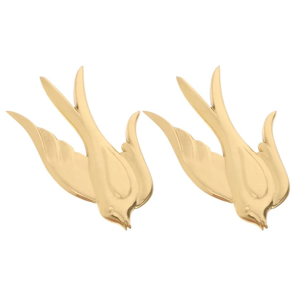 

2pcs Brass Bird Wall Sculpture 3D Metal Decorative Ornament For Home Living Room Bedroom Farmhouse Decor Easy Install