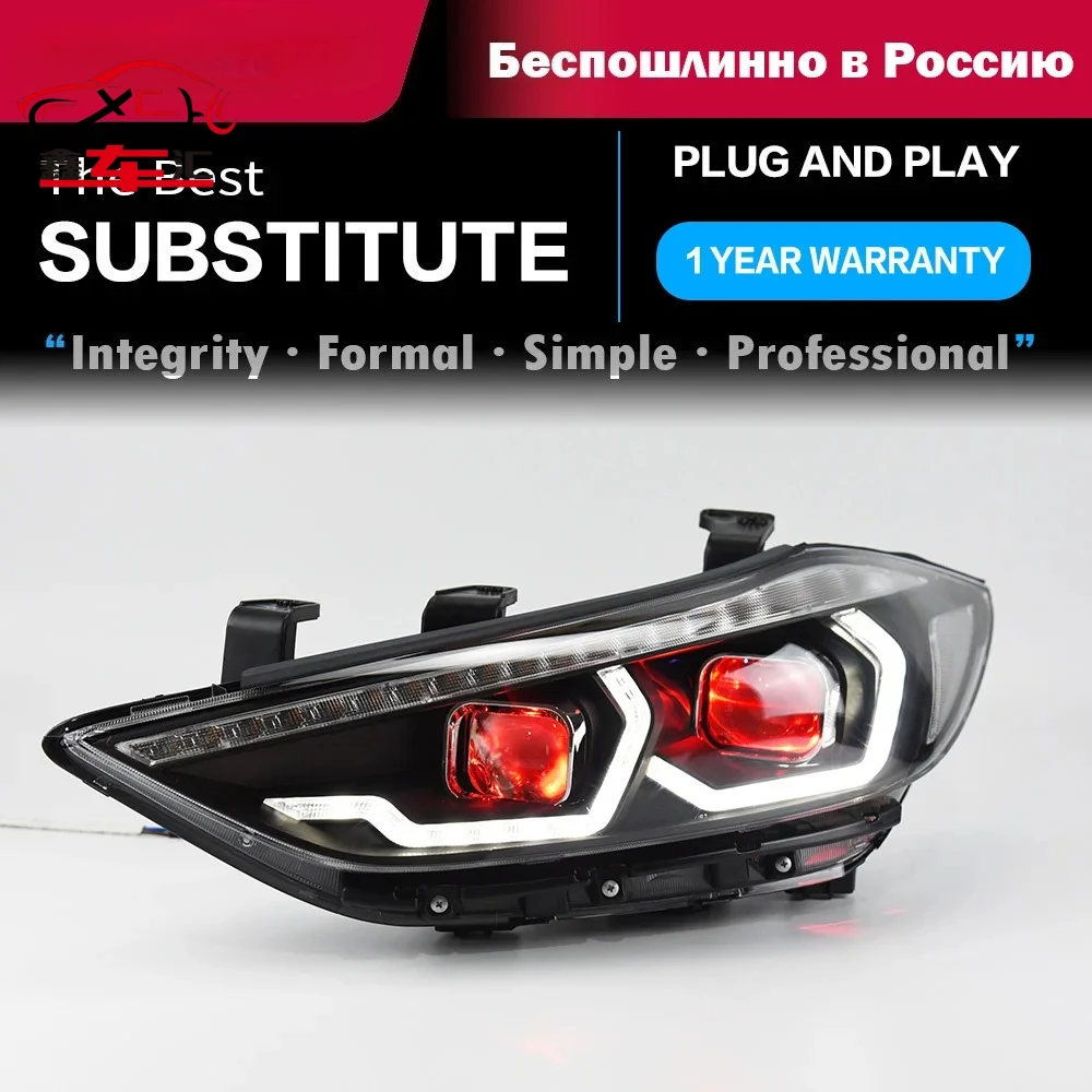 

LED Head Light Parts For Elantra Front Headlights Replacement 2016-2020 BMW Type DRL Daytime light Projector Facelift