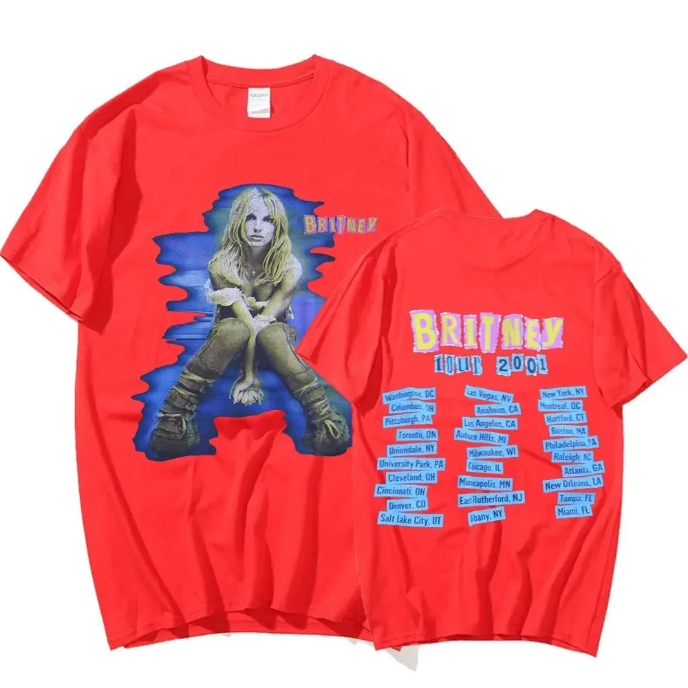 Britney Spears The Britney Tour 2001 T Shirt Men Women Pure Cotton Casual T-shirt Harajuku Girl Short Sleeve T Shirts Streetwear