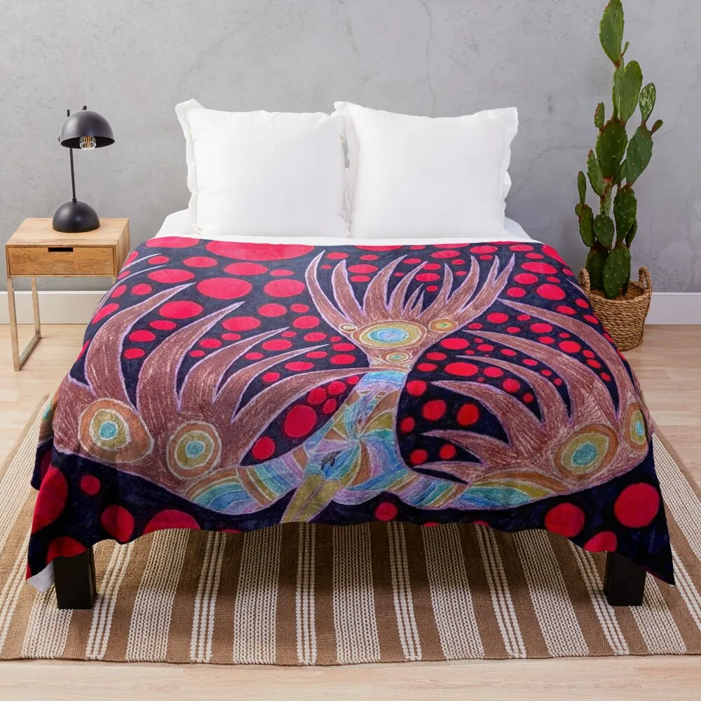 abstract bird and red bubbles Throw Blanket Hairys decorative Beautifuls Blankets