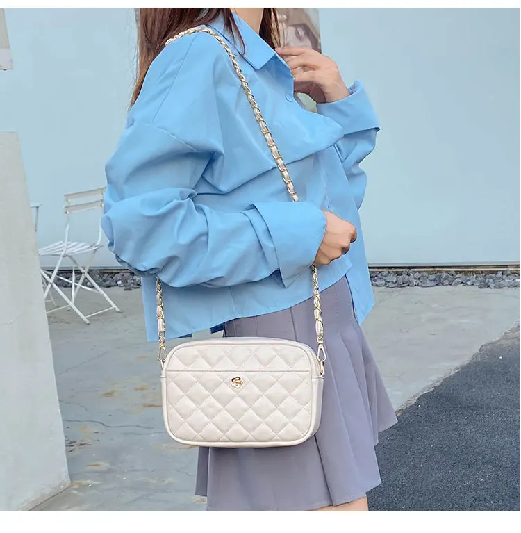 Trendy Women's Handbags 2026 New Arrivals Ladies Diamond-Quilted Chain Shoulder Bag Girls Small Square Phone Pouch Crossbody Bag