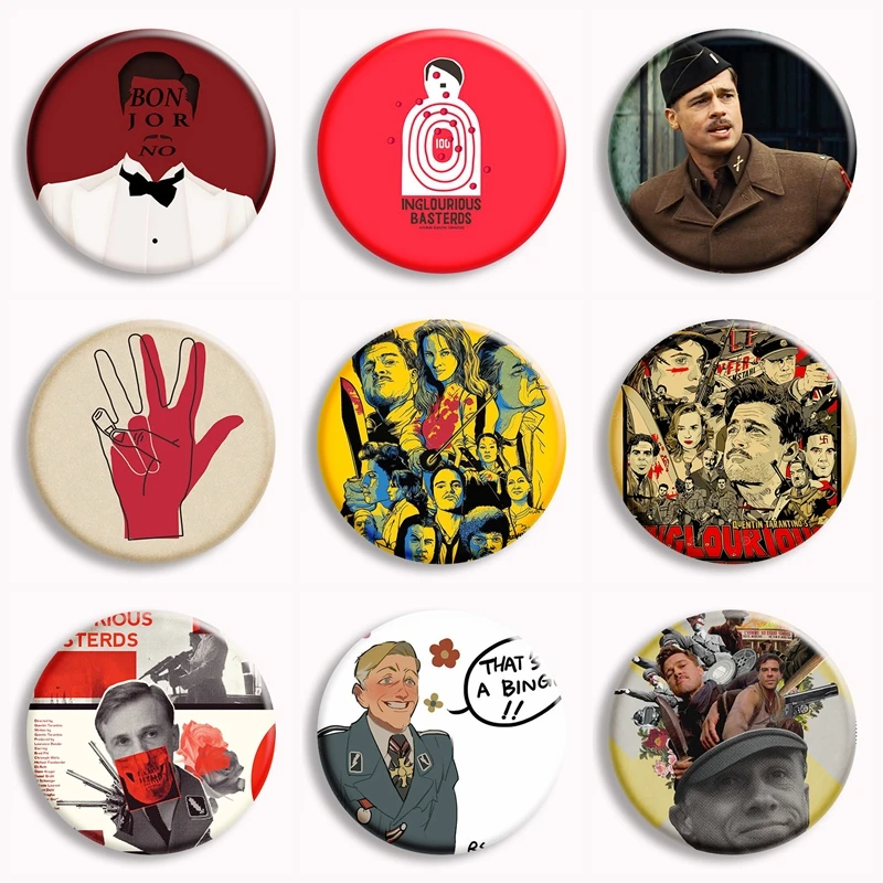Classic War Movies Inglourious Basterds Soft Button Pin Quentin Film Brooches Badge Movie Lovers Collect Friends Gifts