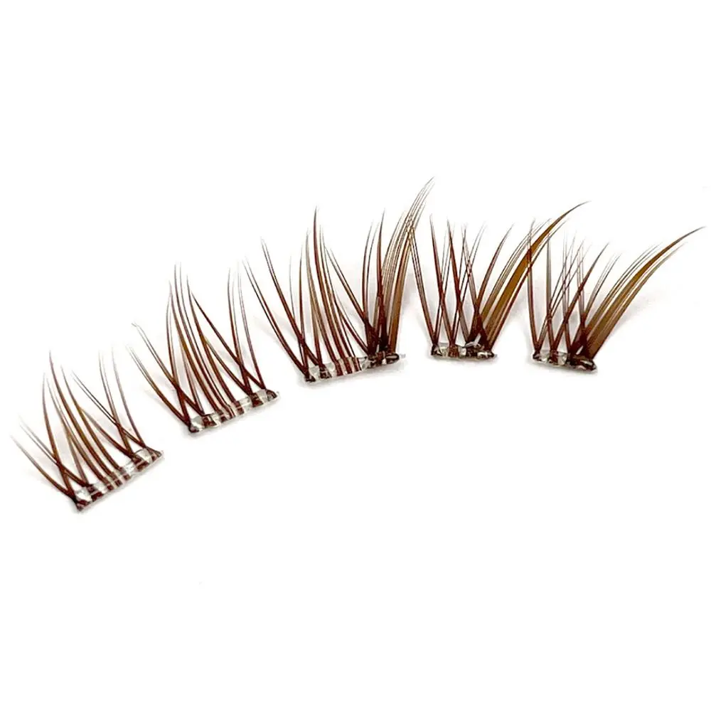 Brown False Eyelashes 3D Wispy Single Cluster Segmented Eyelashes No Glue Needed Self-Adhesive Fox Lashes DIY Eyelash Extension