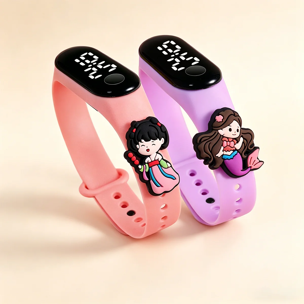 Girls' Cartoon Princess Electronic Watch, Children's Waterproof LED Touch Screen Bracelet Watch, Cute Cartoon Character Electron view 4