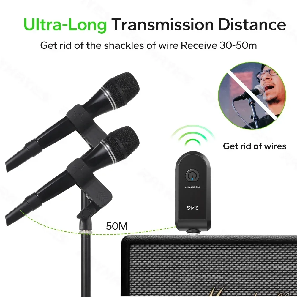 RAYHAYES GE-02 UHF Wireless Mikrofon Konverter Adapter XLR Sender für dynamisches Mikrofon Gitarre Audio Mixer PA System