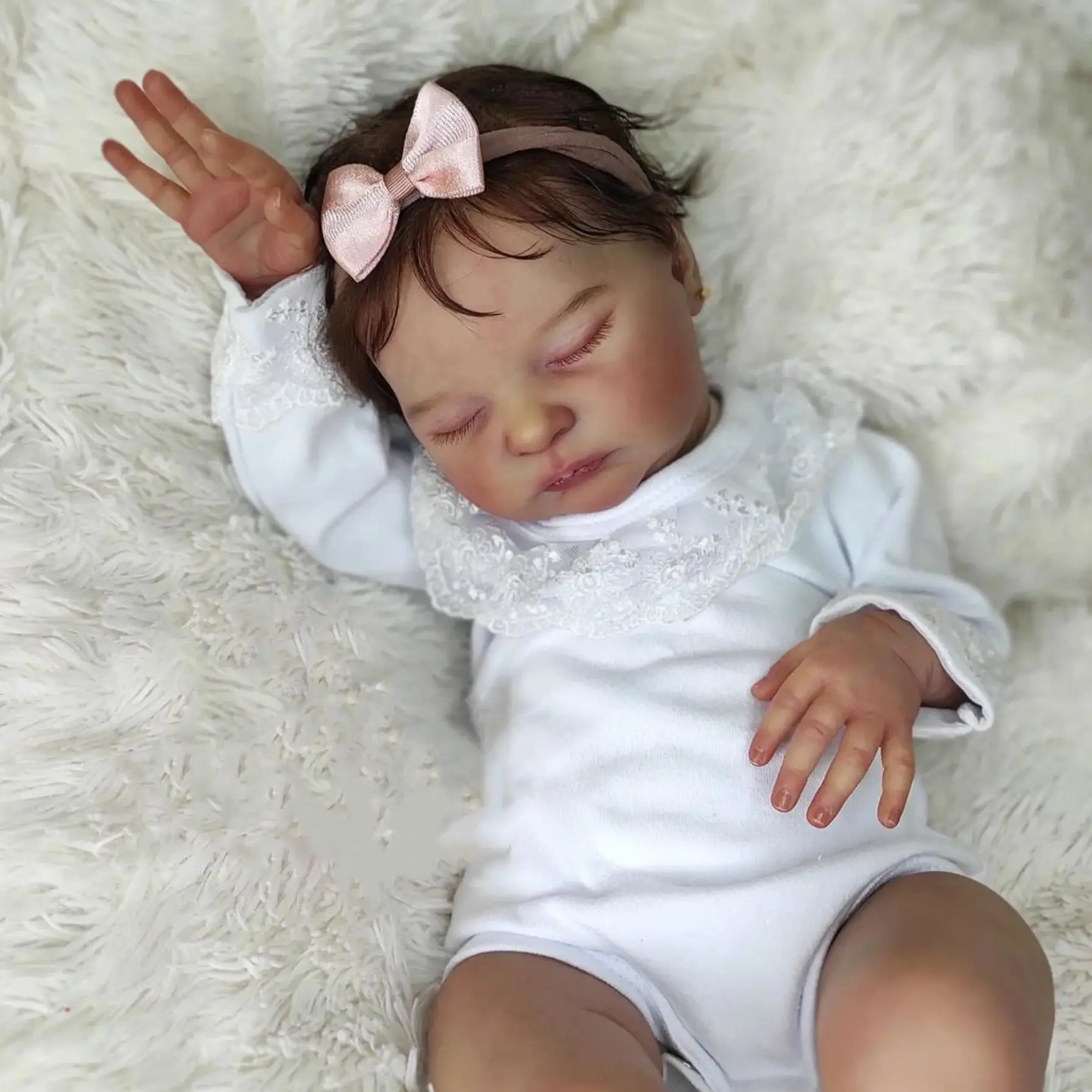 3D Skin With Visible Veins 50 CM Cloth Body Soft Silicone Asleep Reborn Baby Bebe Doll Toy For Girl Lifelike Kid Art Boneca