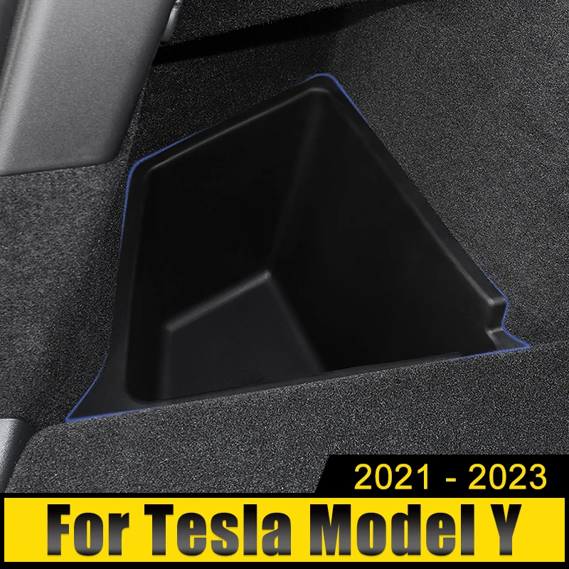 

Car Accessories For Tesla Model Y 2021 2022 2023 TPE Rear Trunk Side Storage Box Pocket Storage Container Organizer Case Tray